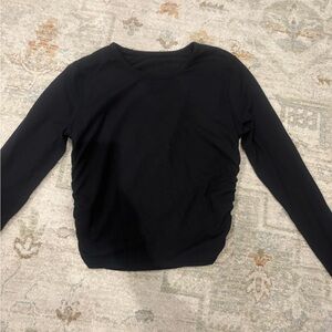Lululemon ruched sides ribbed  Black Long Sleeve Top